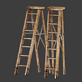 Sturdy Wooden Step Ladders For Home Use Practical Household Items 3d model