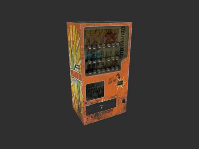 Smart Machine Vintage Orange Graffiti Vending Machine With Bottled Drinks 3d model