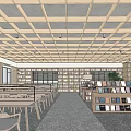 Library Internal Reading Room Book Bar Bookstore Display Bookshelf 3d model