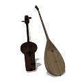 Traditional Wooden Stringed Musical Instruments With Carved Patterns And Lute Shapes