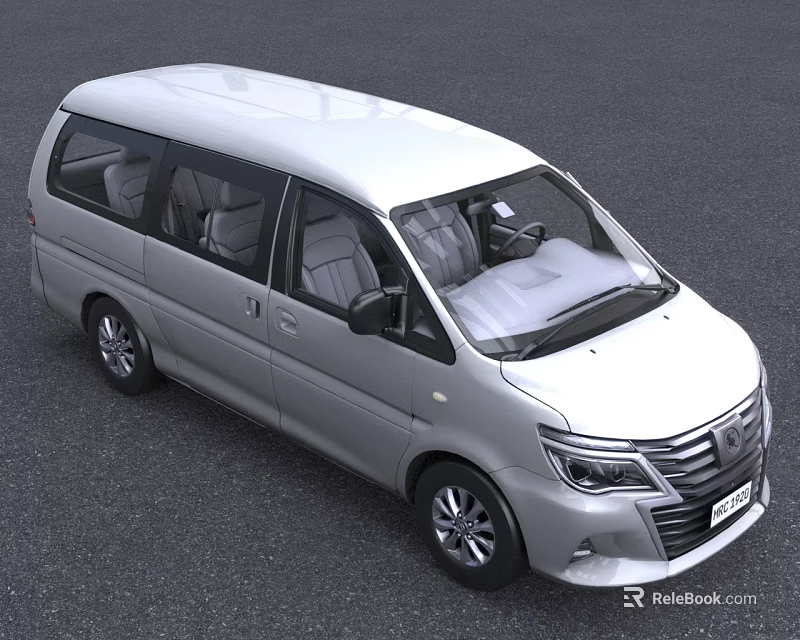 Silver Modern MPV With Spacious Interior Multiple Windows And Comfortable Seats 3d model 