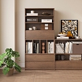 French Floor-Standing Bookcase Storage Cabinet Tortoise Bamboo 3d model