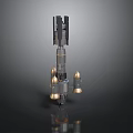 Space Rocket Model Design With Golden Thrusters And Metallic Structure