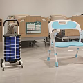 Bright Spacious Modern Rehabilitation Room With Wheelchairs Beds And Tables