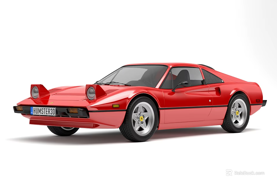 Red Classic Ferrari Two Door Sports Car Exterior Design With Wheels 3d model 