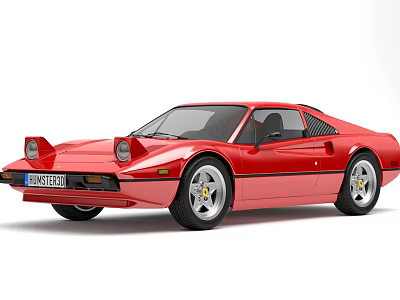 Red Classic Ferrari Two Door Sports Car Exterior Design With Wheels 3d model