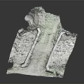 Ancient Stone Bridge Scene Model With Grass Covered Ground Stone Walls And Lush Vegetation