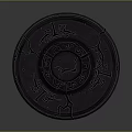 Circular Black Cracked Disk With Blue Glowing Runes And Mystical Patterns 3d model