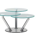 Modern Nesting Round Glass Top Coffee Tables With Metal Base Design