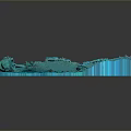 Blue 3D Geological Terrain Model With Mountain Ranges And Valley Details