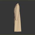Beige Long Woolen Coat With Double Breasted Design And Lapel Collar 3d model