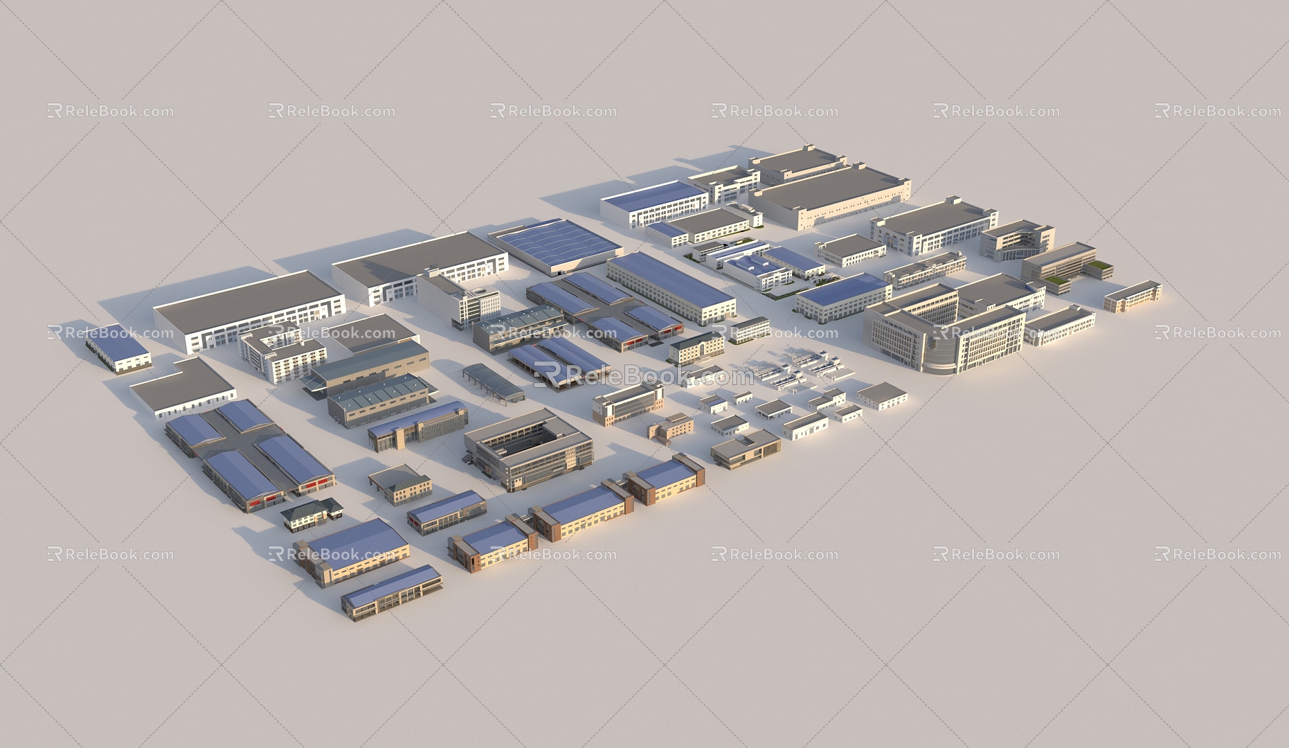 Industrial factory building factory building office building bird's eye view of the building 3d model