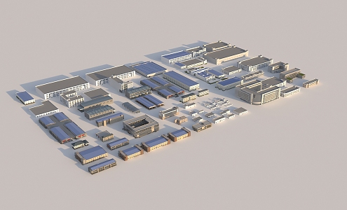 Industrial factory building factory building office building bird's eye view of the building 3d model