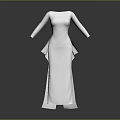 White Long Sleeve Dress With Elegant Silhouette And Flowing Hem Design