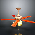 Electric Ceiling Fan With Wooden Blades Metal Base And Home Lighting Design