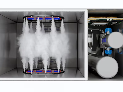 Efficient Household Appliance With Steam Function Internal Cylindrical Parts And Blue Elements 3d model