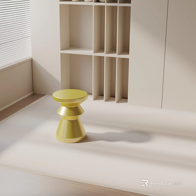 Yellow Modern Side Table With Sleek Design In Bright Minimalist Interior 3d model 
