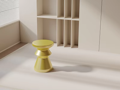 Yellow Modern Side Table With Sleek Design In Bright Minimalist Interior 3d model