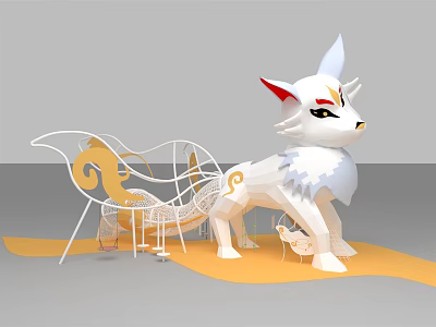 Modern amusement equipment fox amusement 3d model