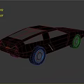 Black Futuristic Sports Car With Red Accent Lines And Shiny Exterior Design
