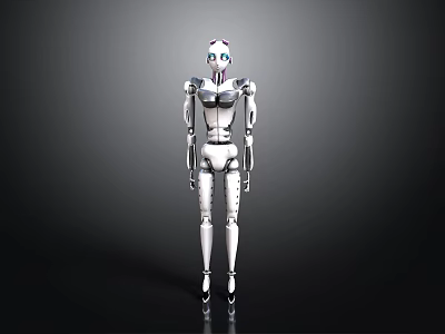 Advanced White Humanoid Robot Equipment With Mechanical Structure And Metallic Parts 3d model