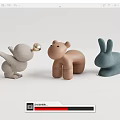 Cute Animal Shaped Stools with Bird Hippo Rabbit Rhino Elephant Designs for Kids