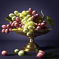 Fruit Grape Fruit Food Grape Fruit Plate Metal Plate 3d model