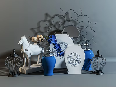 New Chinese-style Ornaments Combination Decorations Combination 3d model