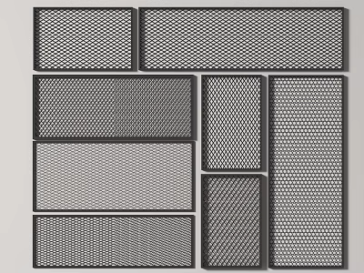 Metal Mesh Fencing Panels Featuring Different Grid Patterns And Dimensions 3d model