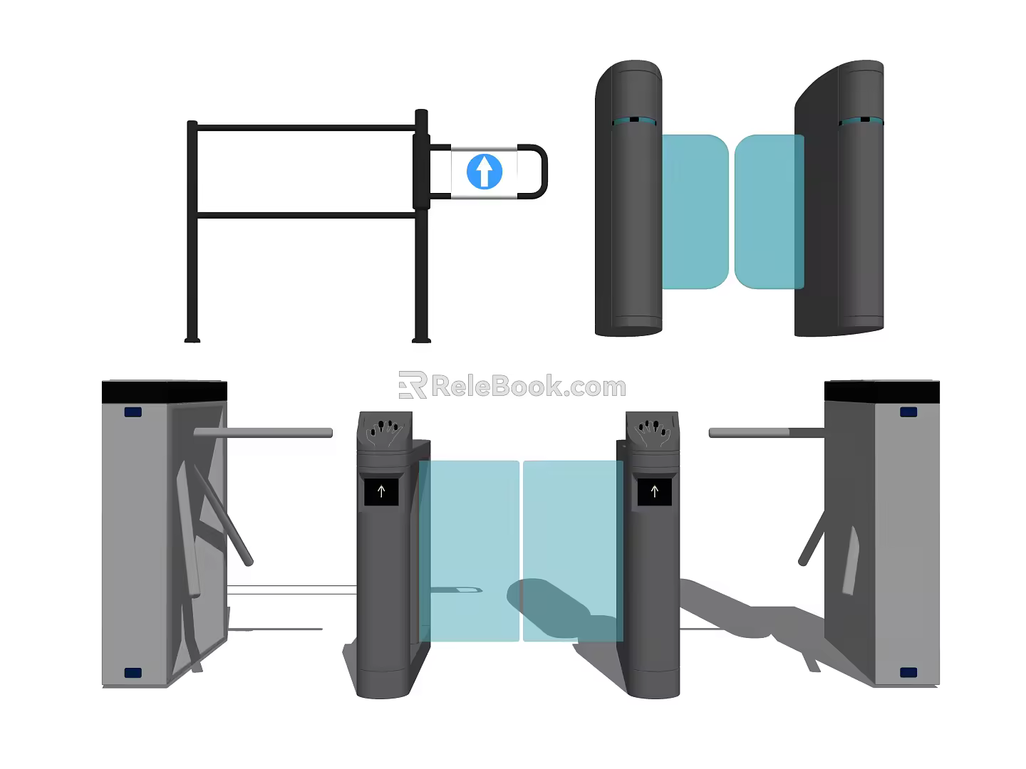 Modern gate machine automatic induction gate channel door combination 3d model