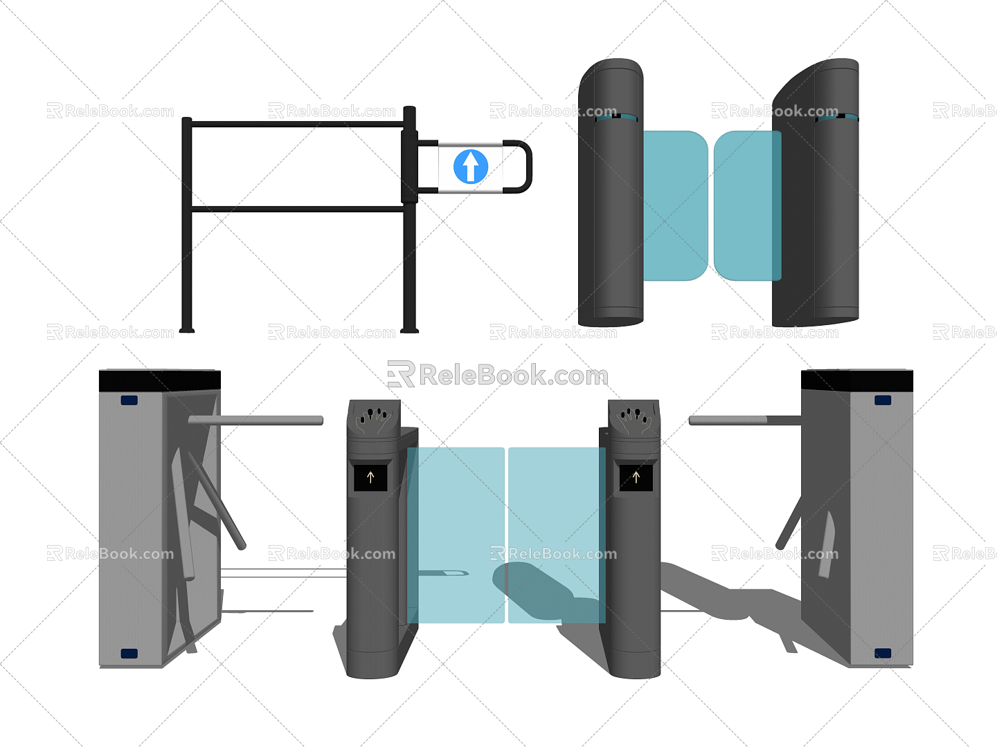 Modern gate machine automatic induction gate gate channel door combination 3d model