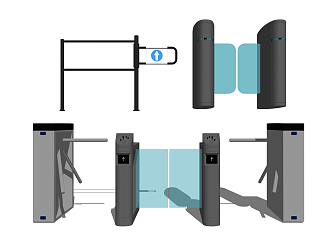 Modern gate machine automatic induction gate channel door combination 3d model