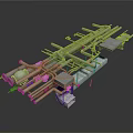 Industrial Equipment Engineering Design With Metal Frame Pipeline System And Parts
