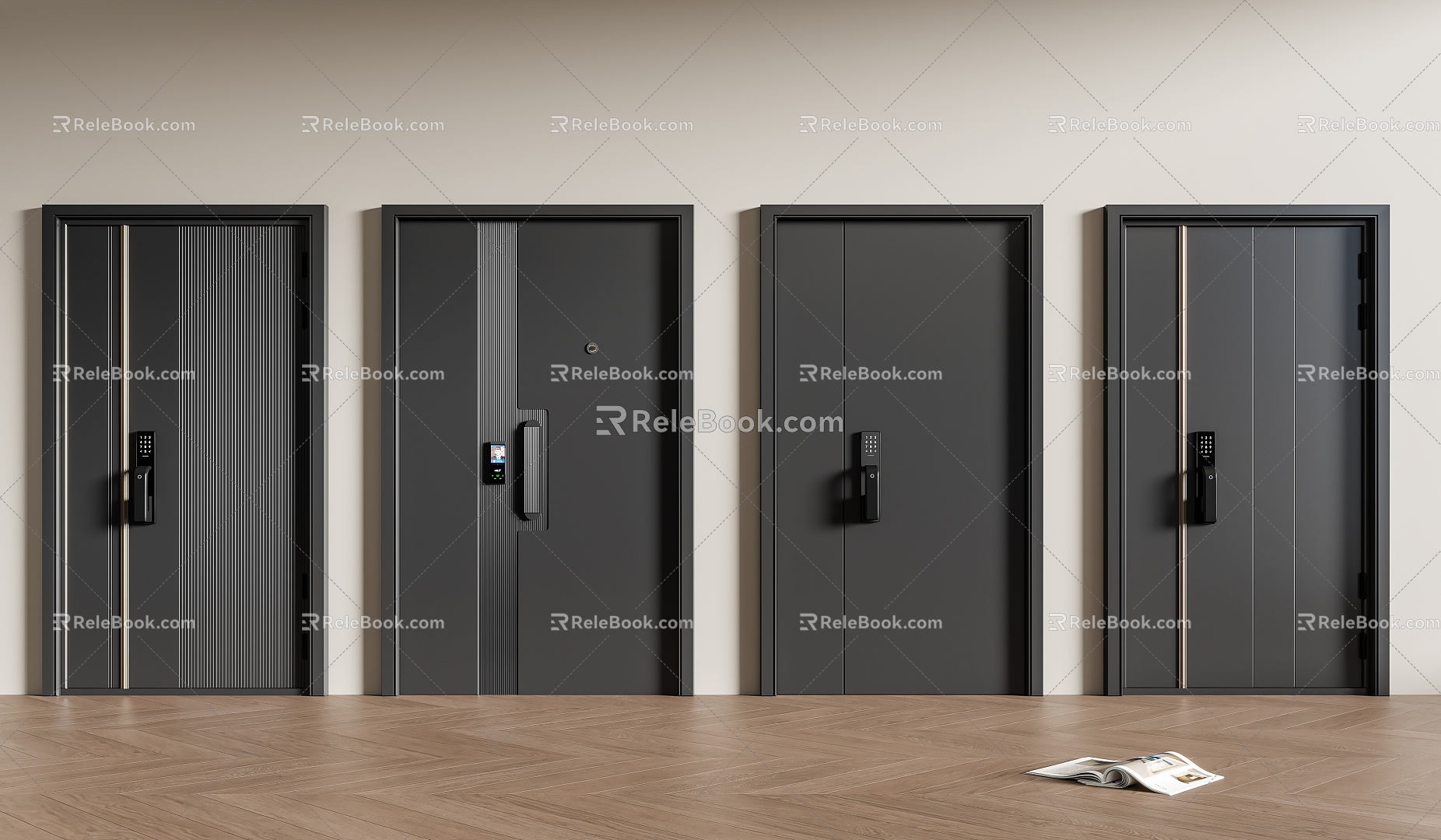 Modern entry door security door 3d model