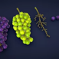 Cartoon Grape Stylized Grape Cartoon Fruit Low Poly Fruit Green Grape Purple Grape 3d model