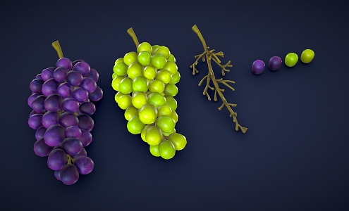 Cartoon Grape Stylized Grape Cartoon Fruit Low Poly Fruit Green Grape Purple Grape 3d model