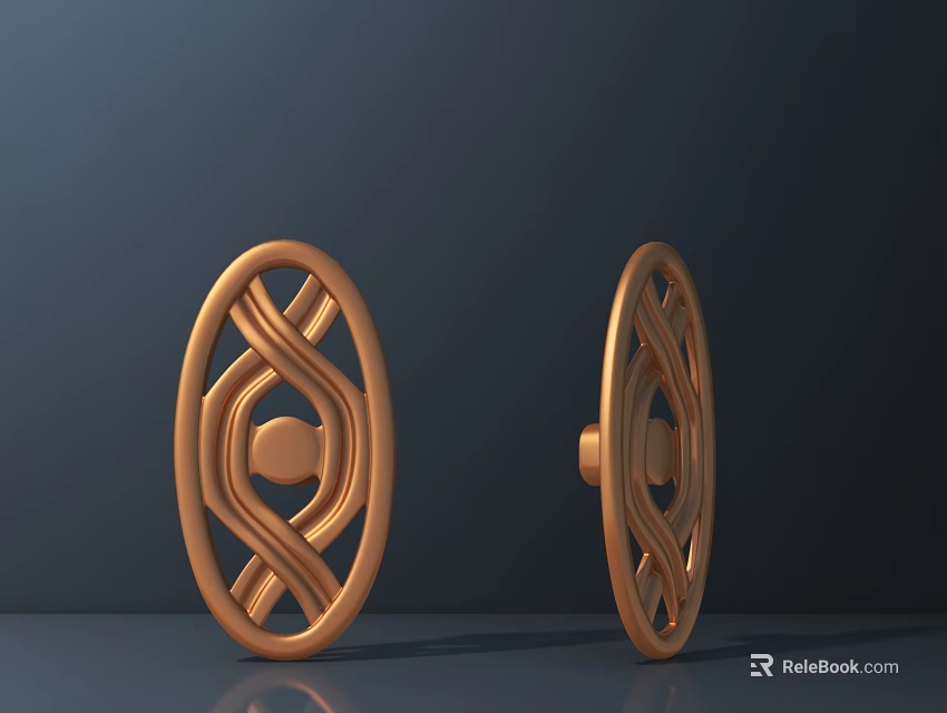 Copper Openwork Oval Roadside Facility Decorations With Spiral Lines And Center Dots 3d model 
