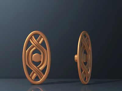 Copper Openwork Oval Roadside Facility Decorations With Spiral Lines And Center Dots 3d model