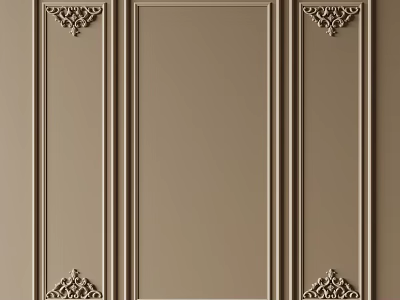 Elegant Classic Gypsum Molding With Symmetric Ornate Patterns On Beige Wall 3d model