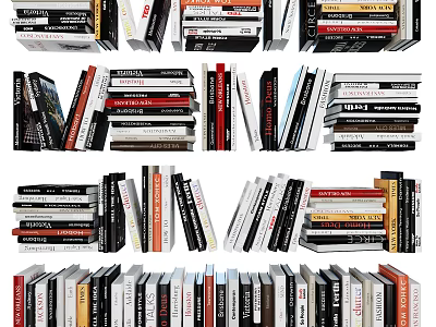 Stacked Books and Magazines Display With Various Colors and Thicknesses Collection 3d model
