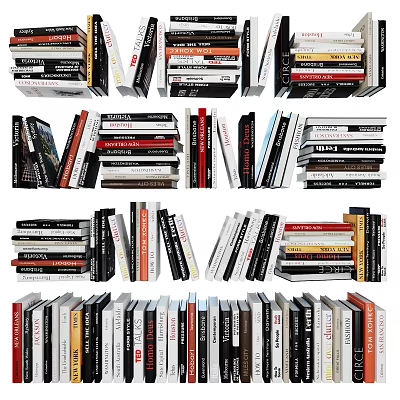 Stacked Books and Magazines Display With Various Colors and Thicknesses Collection 3d model