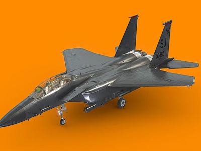Black Fighter Jet with SJ 1008 Markings on Orange Background 3d model