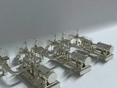 Industrial Mechanical Equipment With Metal Structures And Production Line Components 3d model