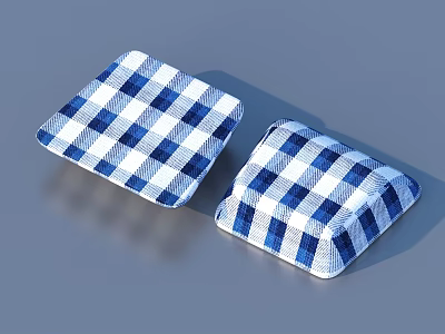 Blue And White Checkered Square Fabric Coasters For Practical Household Use 3d model