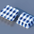 Blue And White Checkered Square Fabric Coasters For Practical Household Use 3d model