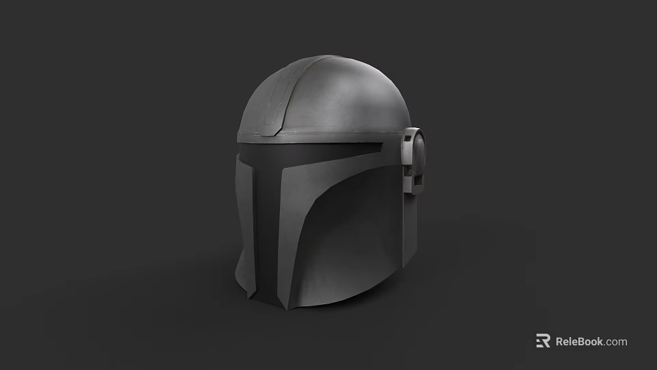 Game Movie Character Black Metallic Helmet with Sci Fi Design Elements 3d model