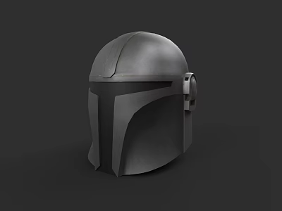 Game Movie Character Black Metallic Helmet with Sci Fi Design Elements 3d model