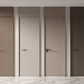 Modern Minimalist Flush Doors With Different Colors Wooden Texture And Metal Handles
