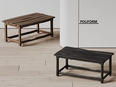 POLIFORM Two Wooden Stools Brown And Black Design In Modern Interior Space 3d model
