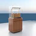 Modern Wooden Sideboard With Transparent Glass Cover Storage Shelves And Wheels For Easy Movement